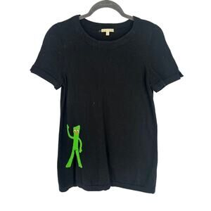 Lisa Todd Gumby Cashmere Blend Sweater Womens XS Black Short Sleeve Kidcore Twee
